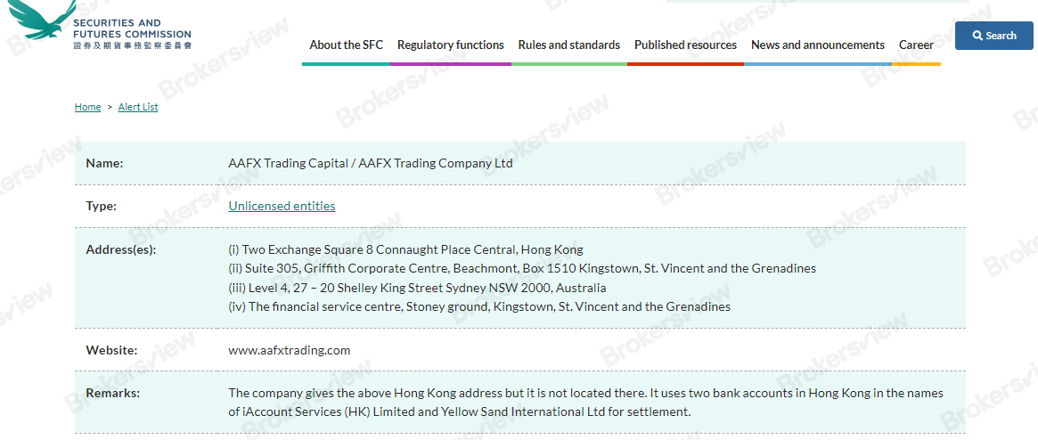 SFC searching results.