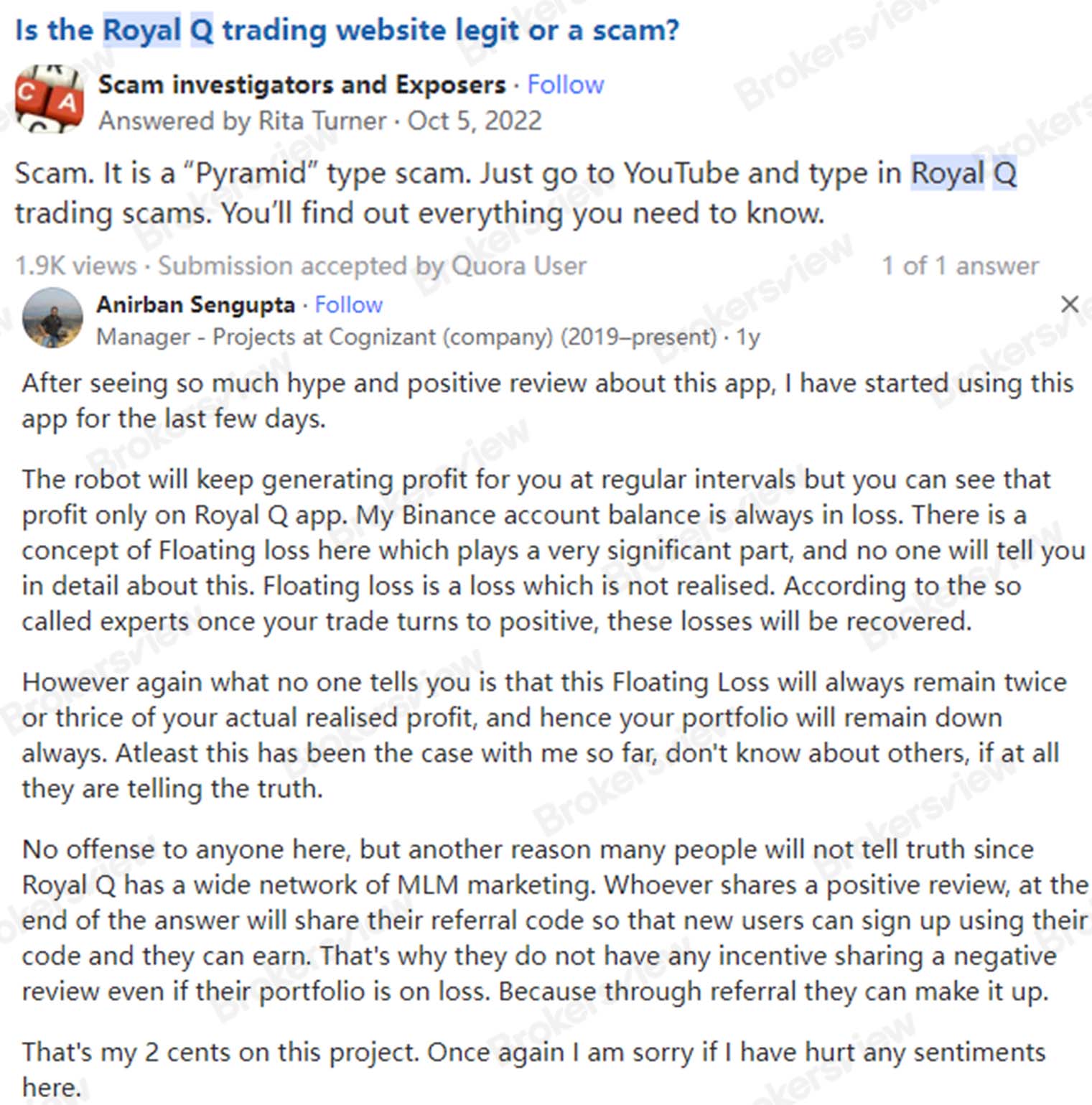 Users found Royal Q to be a scam