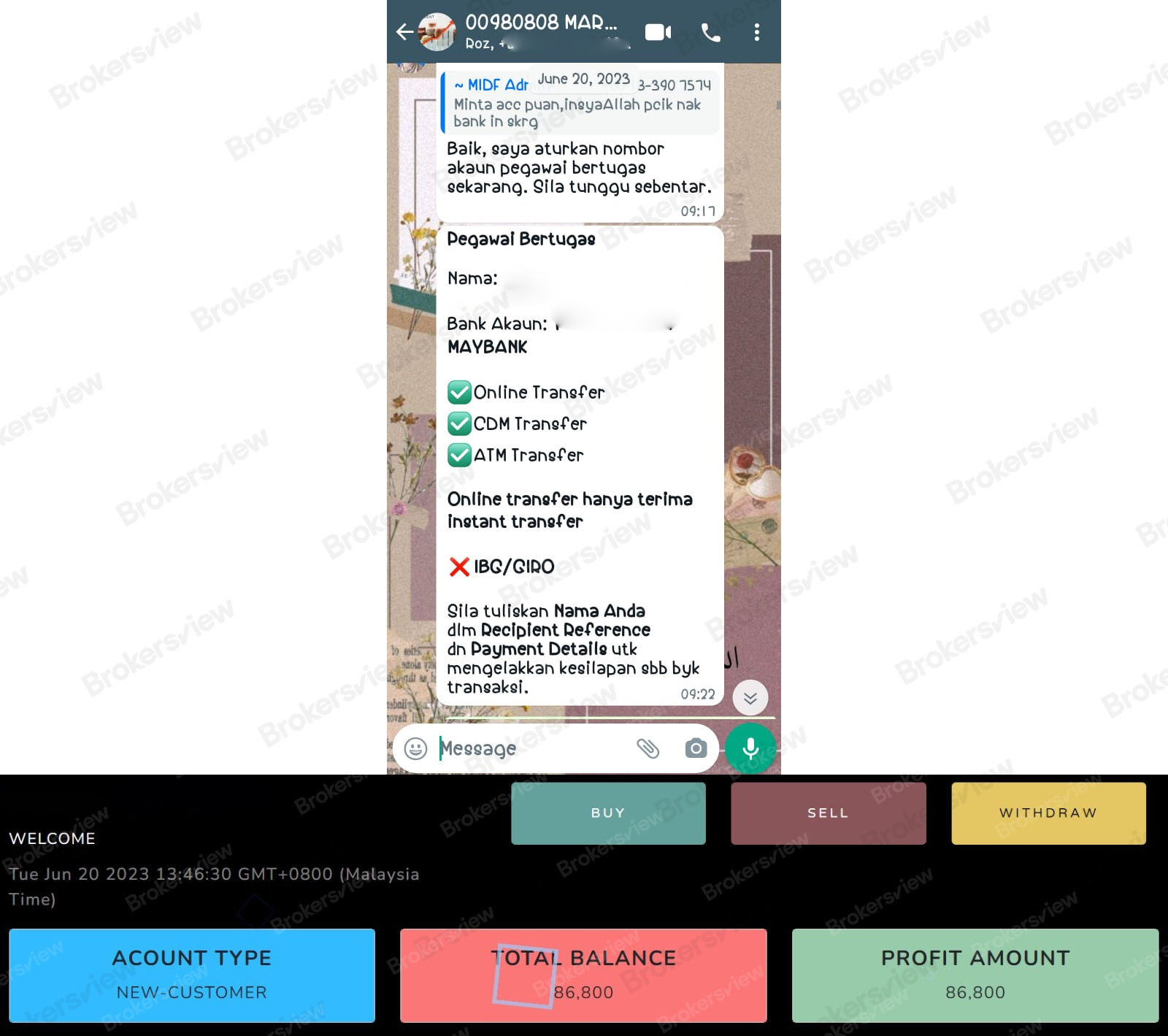 Proofs offered by the victim.