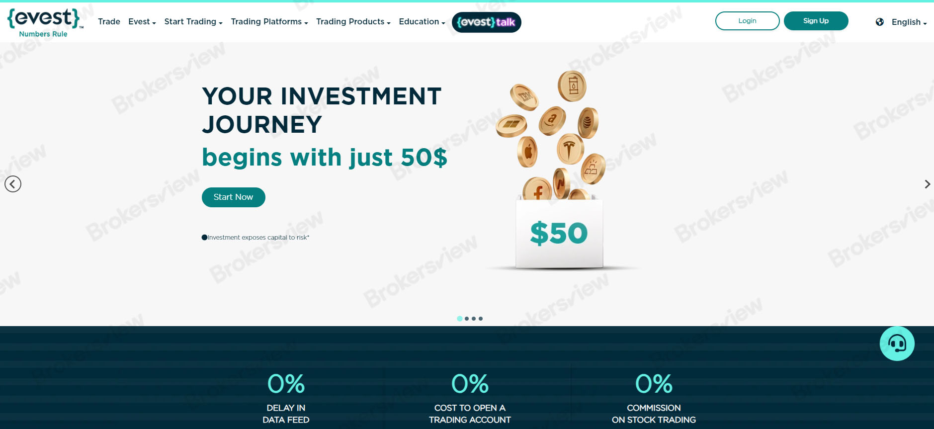 homepage of EVEST's website