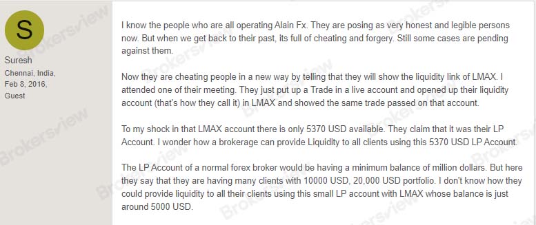 Alain FX's liquidity in question