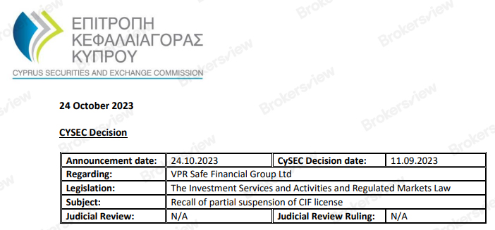 CySEC กลับคําตัดสินให้ระงับใบอนุญาต CIF ของ Alvexo