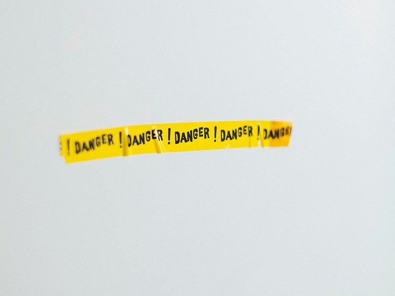 "Danger" on tape.