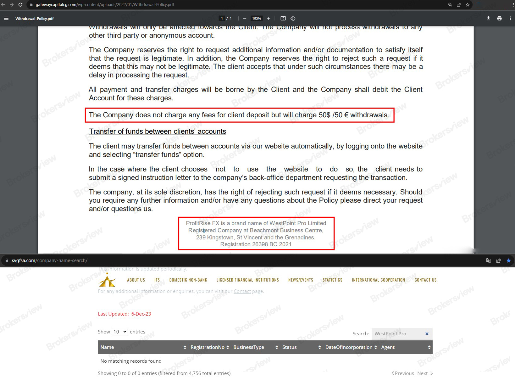 騙子提供的出金政策文件和SVG的搜尋結果。