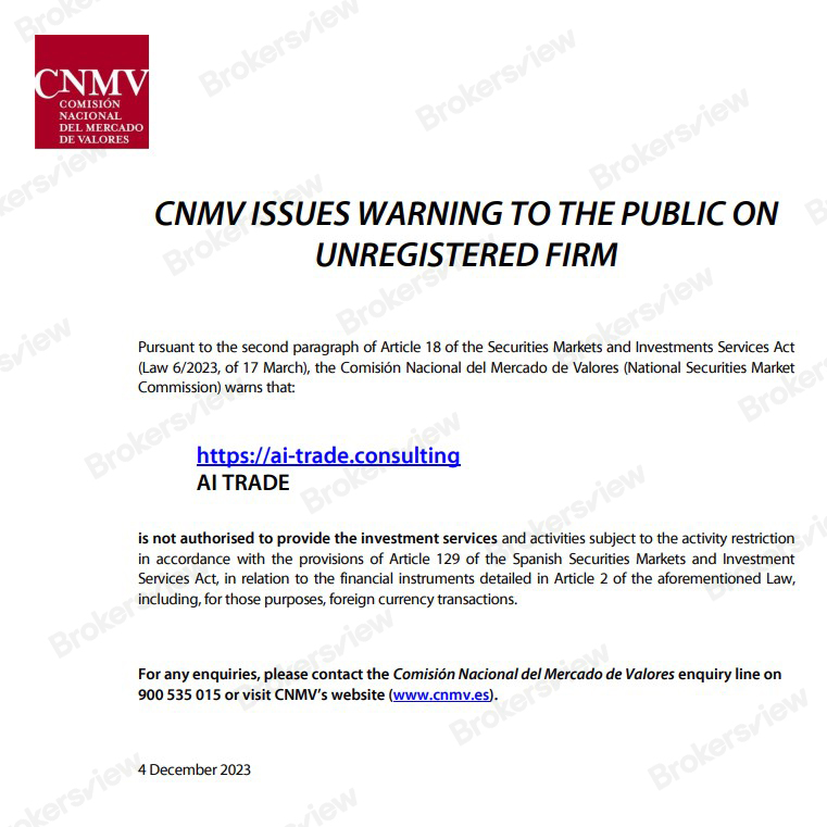 CNMV warning