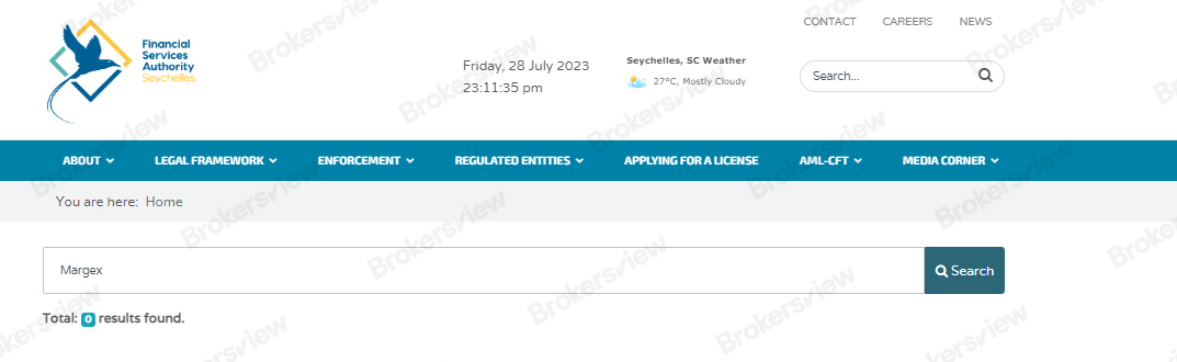Margex lacks authorization from the Seychelles FSA
