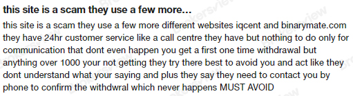 clients criticize Binarymate's customer service