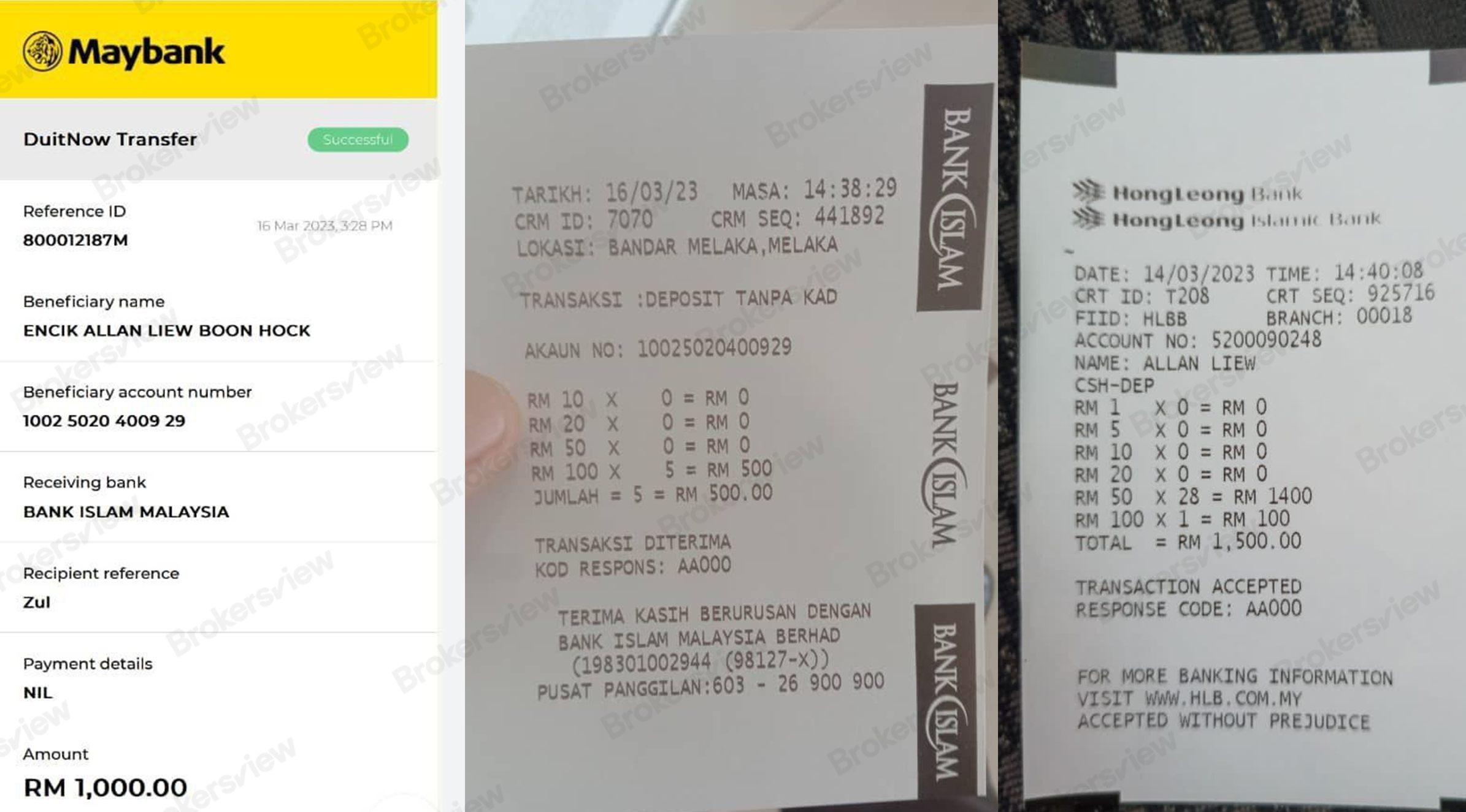 the victim's transfers to XM Saham Investment