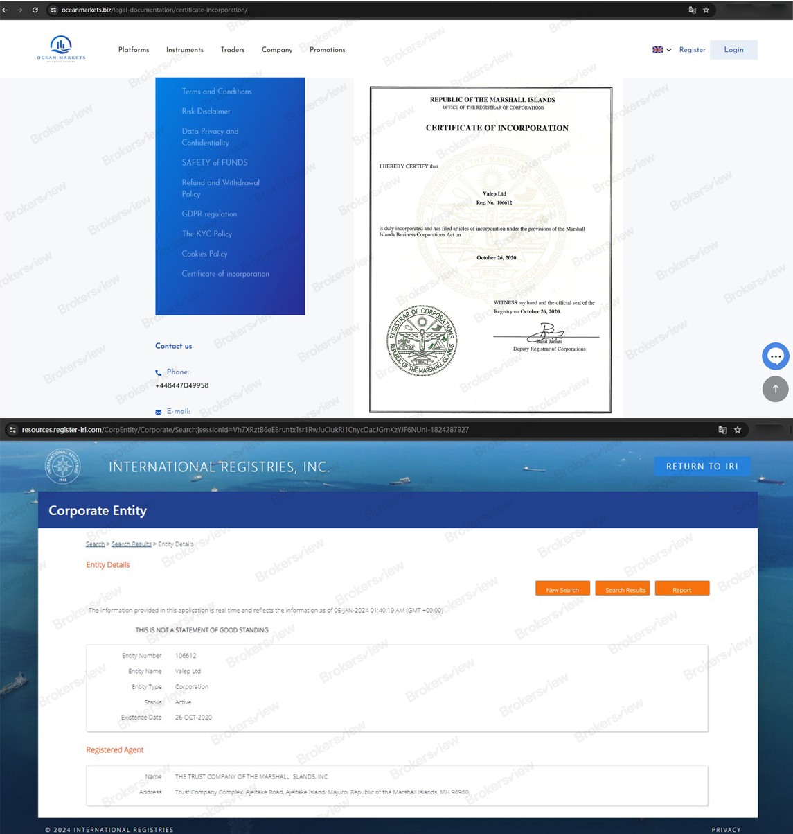 詐欺に注意してください！ 無許可トレーダーのOcean Marketsがウェブサイトを変更 - BrokersView