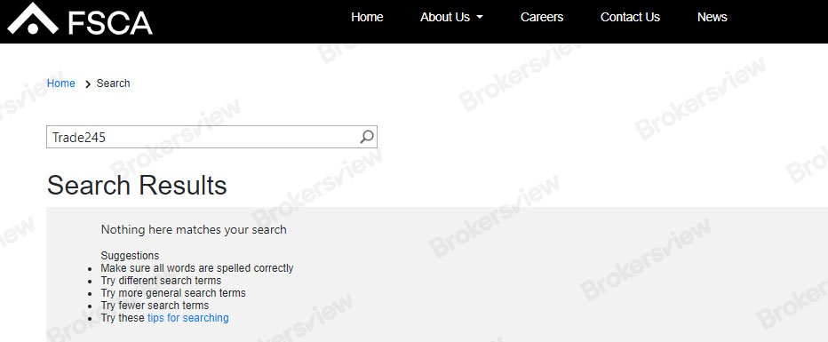 No matching results in FSCA portal