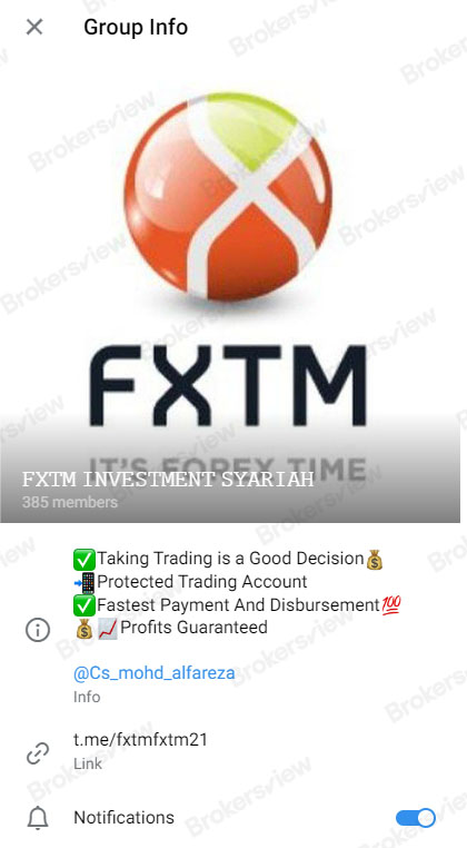 FXTM Investment Syariah's Telegram Hompage