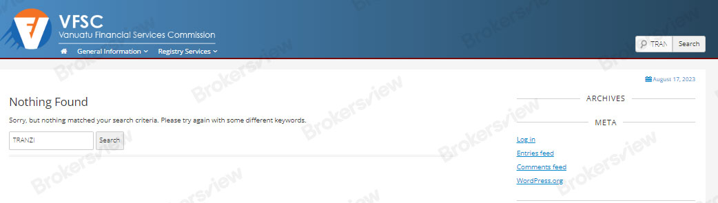 No matching results in VFSC portal