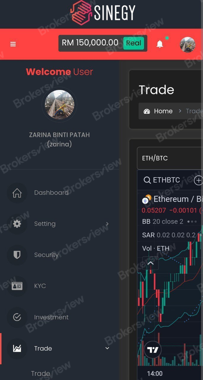 client's account with SINEGY MALAYSIA