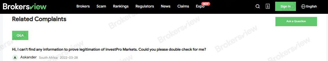 Client doubt about InvestPro Markets