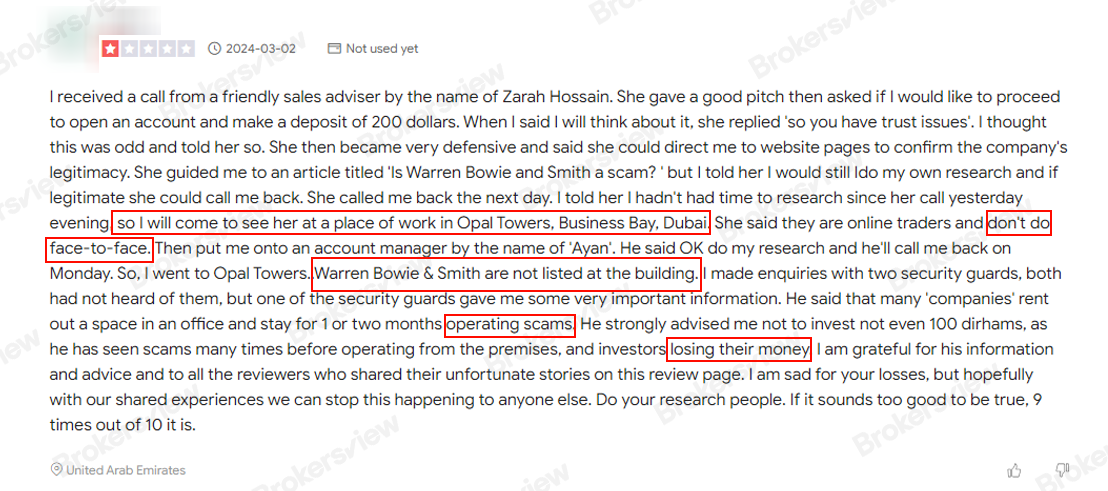 BrokersView: investor's experience with Warren bowie & smith Dubai operation center