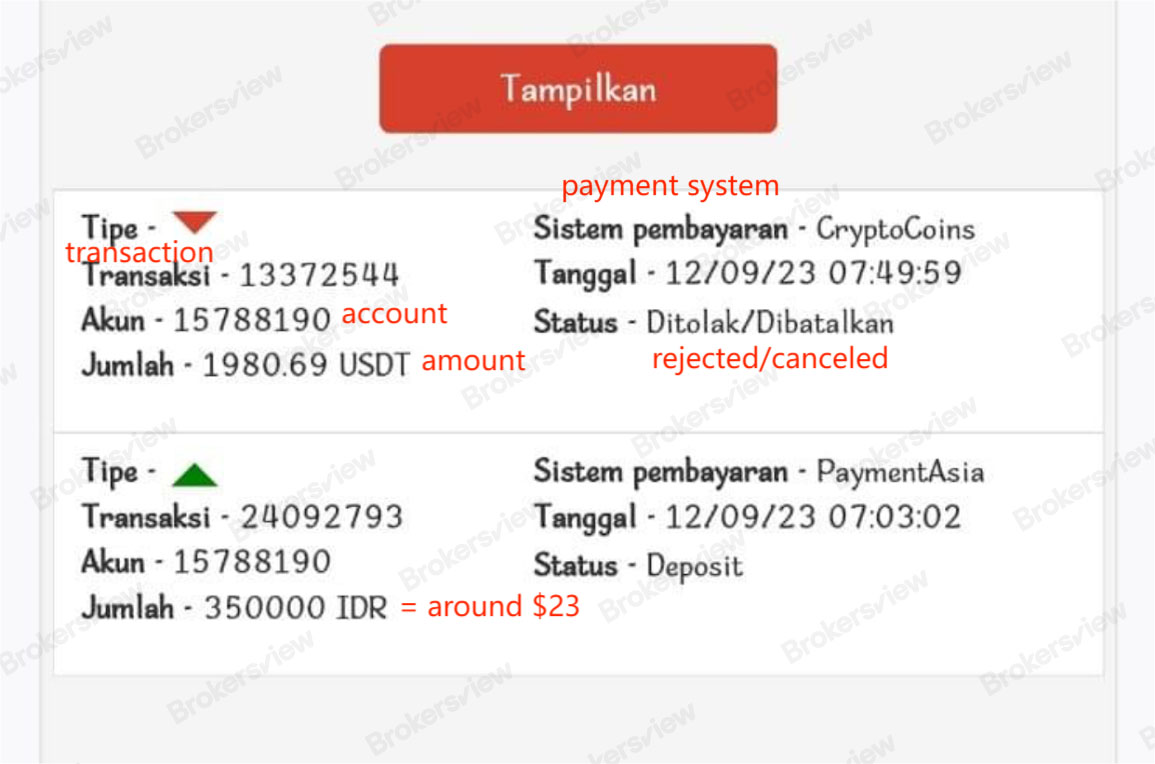 trader's withdrawal status with InstaForex