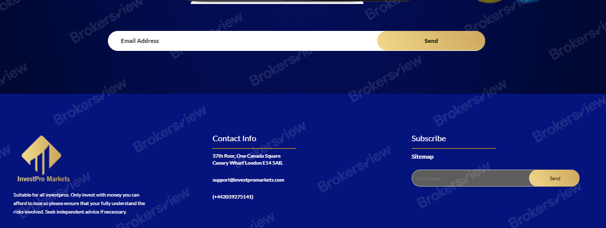Screenshots of InvestPro Markets's website