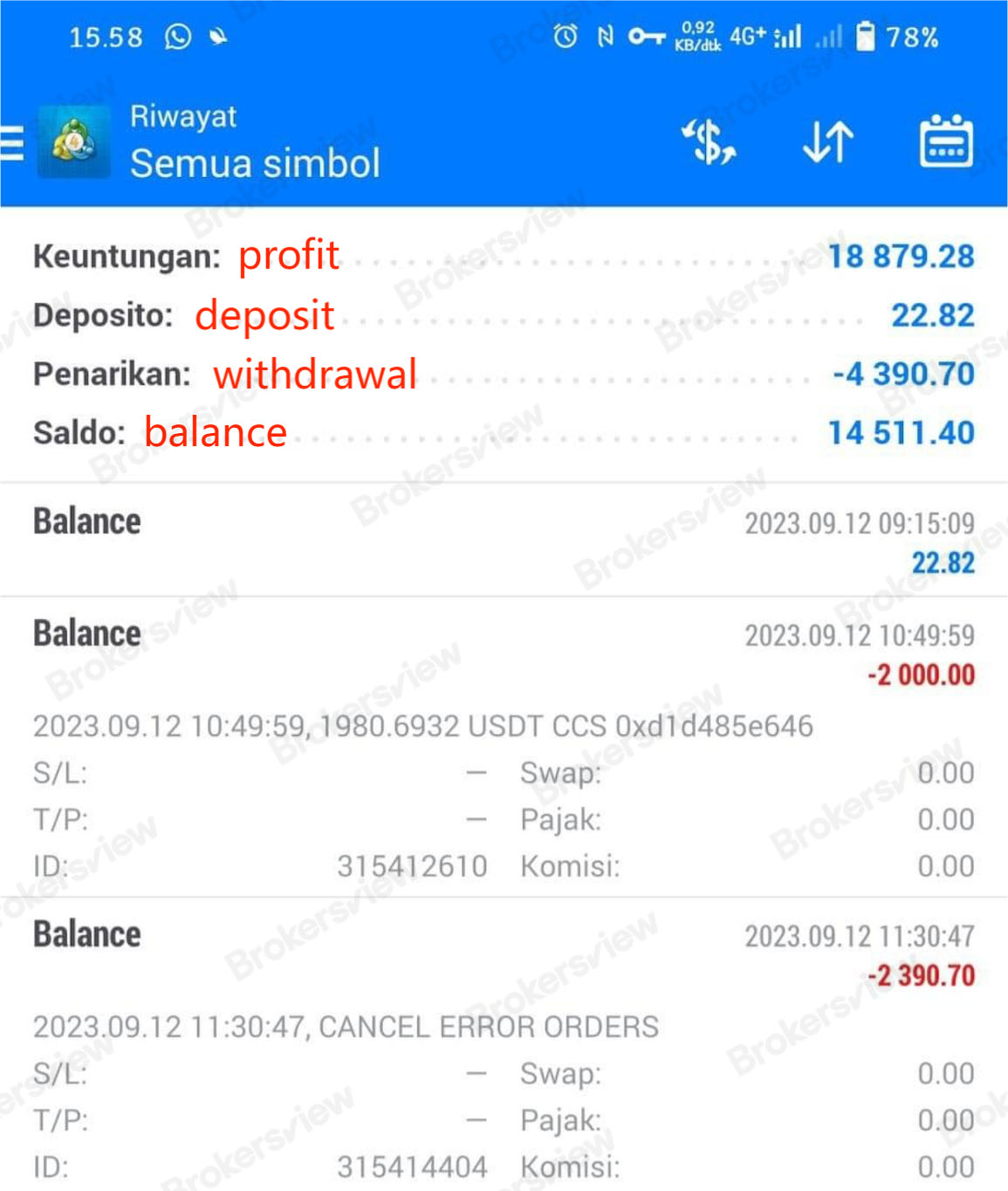 numbers in trader's account