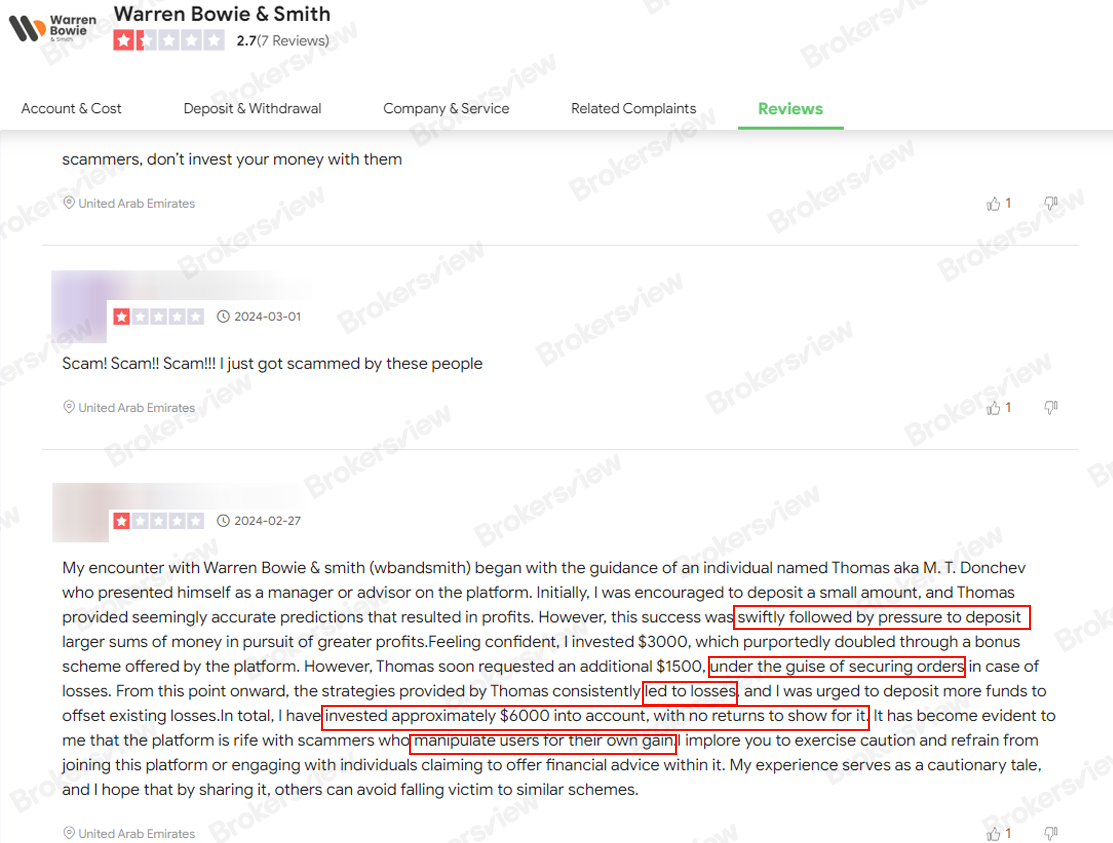 BrokersView: Negative reviews about warren bowie & smith