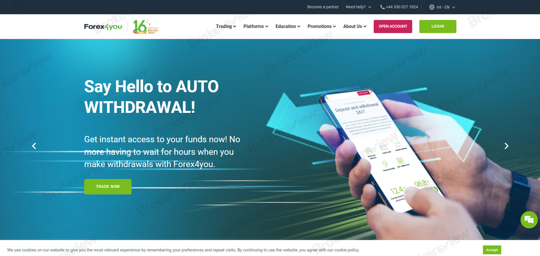 หน้าเว็บไซต์ Forex4you