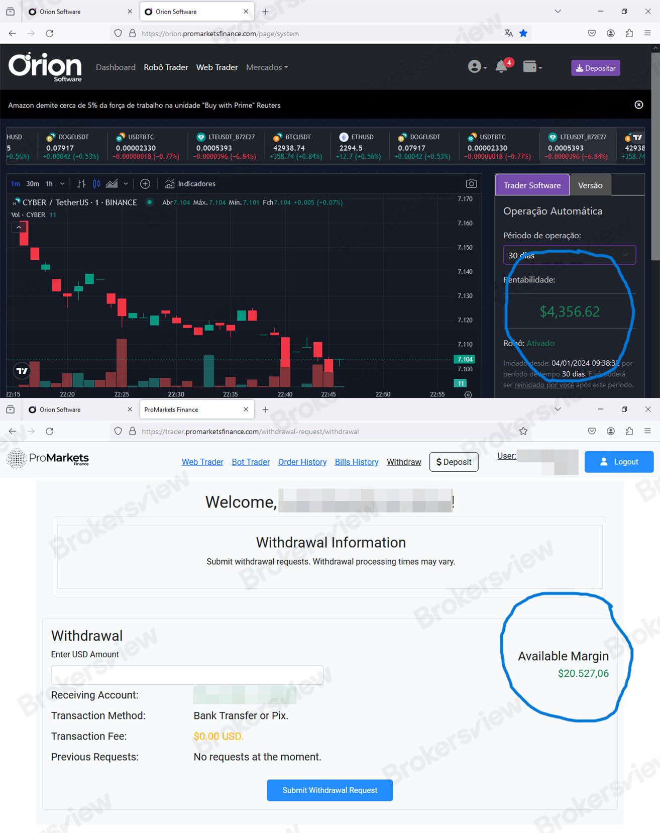 evidence screenshots the victim provided