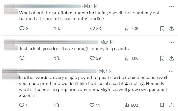 Comments from Social media X