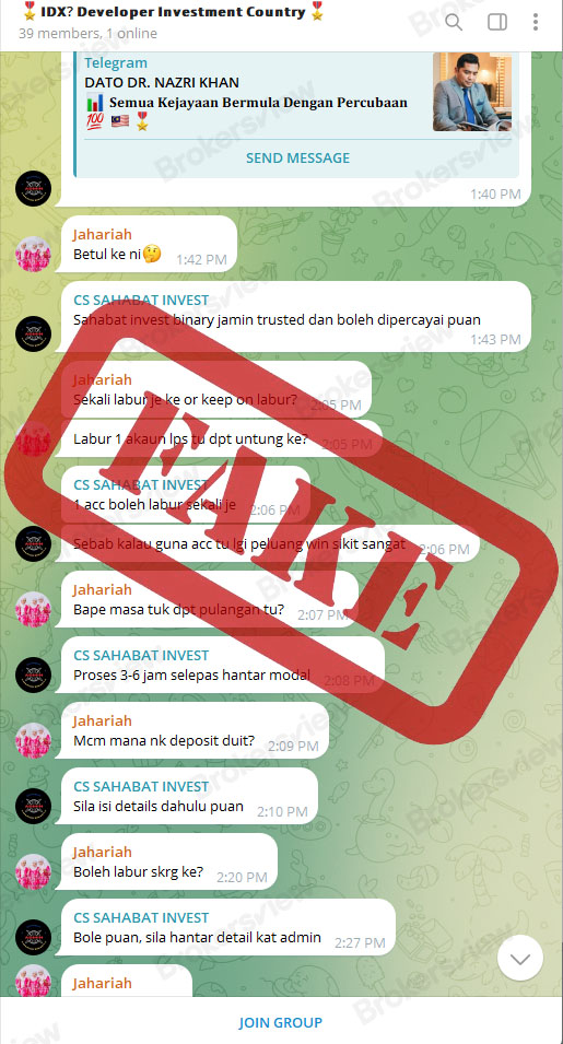 Chat group for scamming.