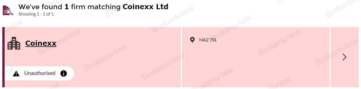 COINEXX is unauthorized by FCA