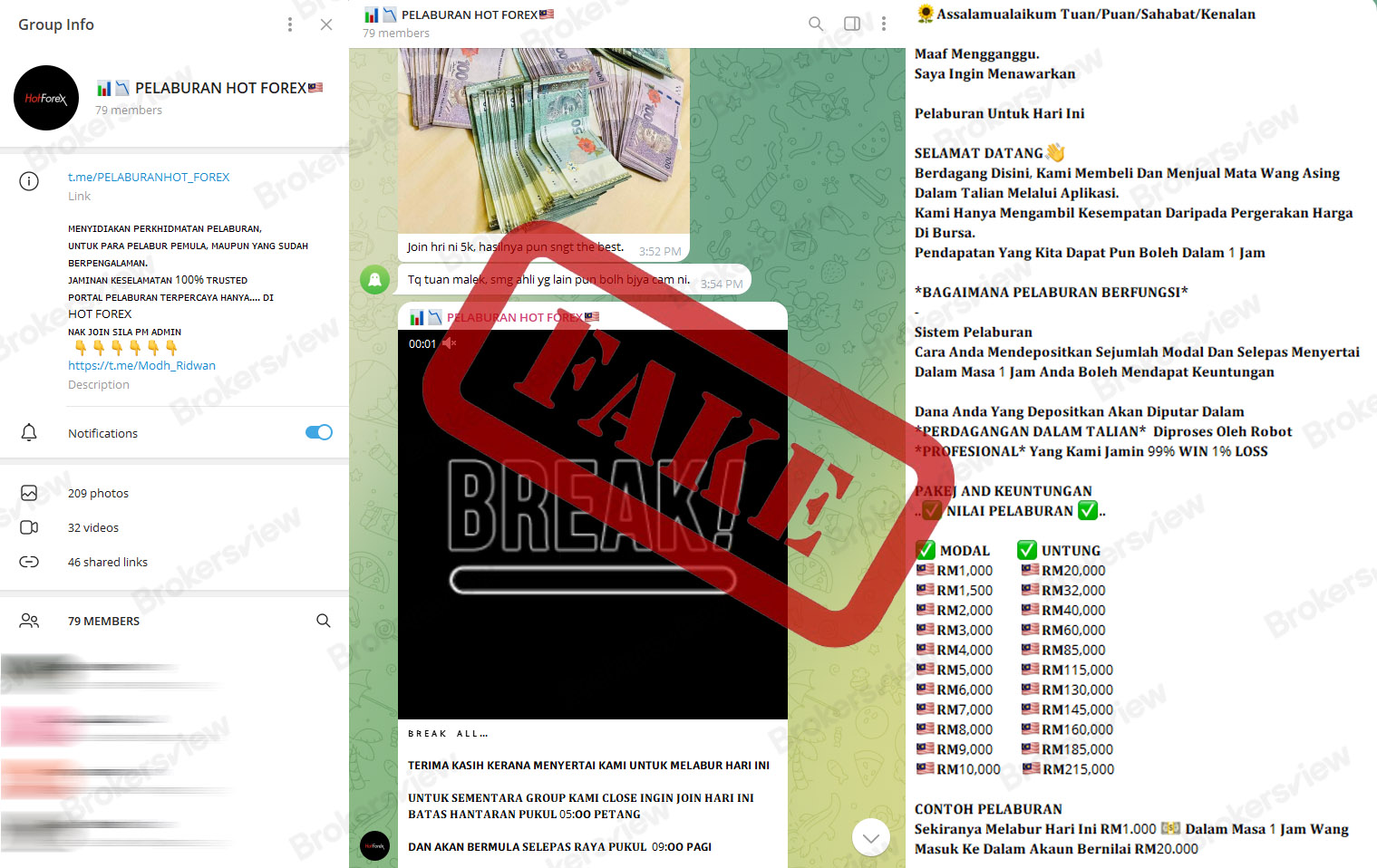The chat group Pelaburan Hot Forex is luring people to invest in fraudulent investment scheme