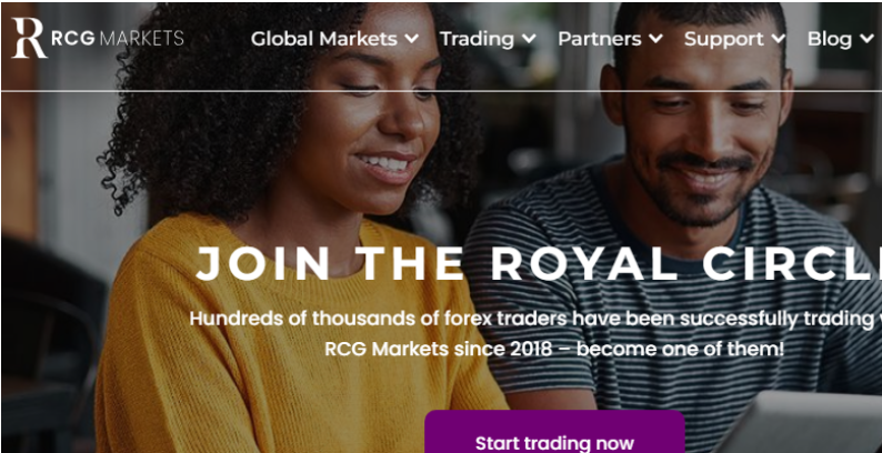 Screenshots of RCG Markets' website