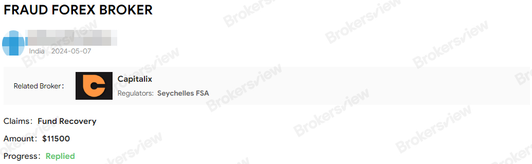 client complaint against Capitalix