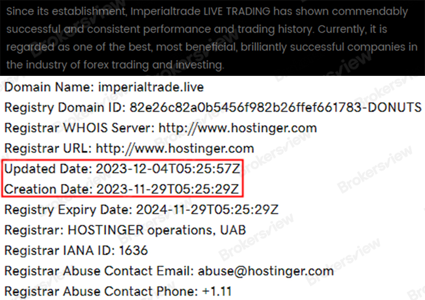 Imperial Trade's domain information