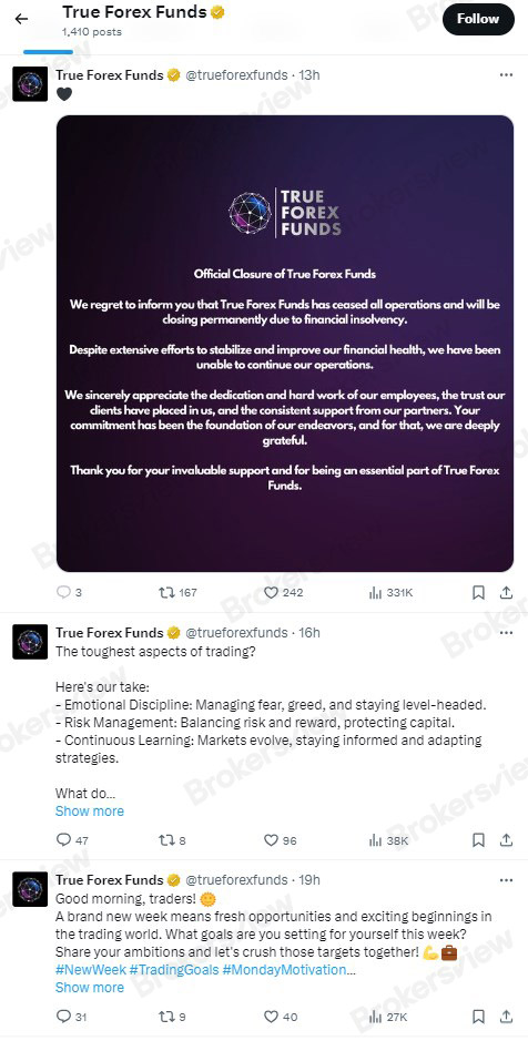 The social media page of TFF