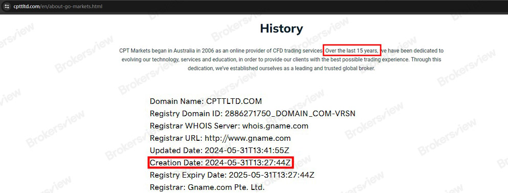 The clone lies that it was established on 2009