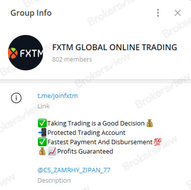 FXTM Global Online Trading's Telegram group details