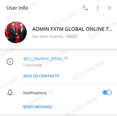 FXTM Global Online Trading's scammer administrator