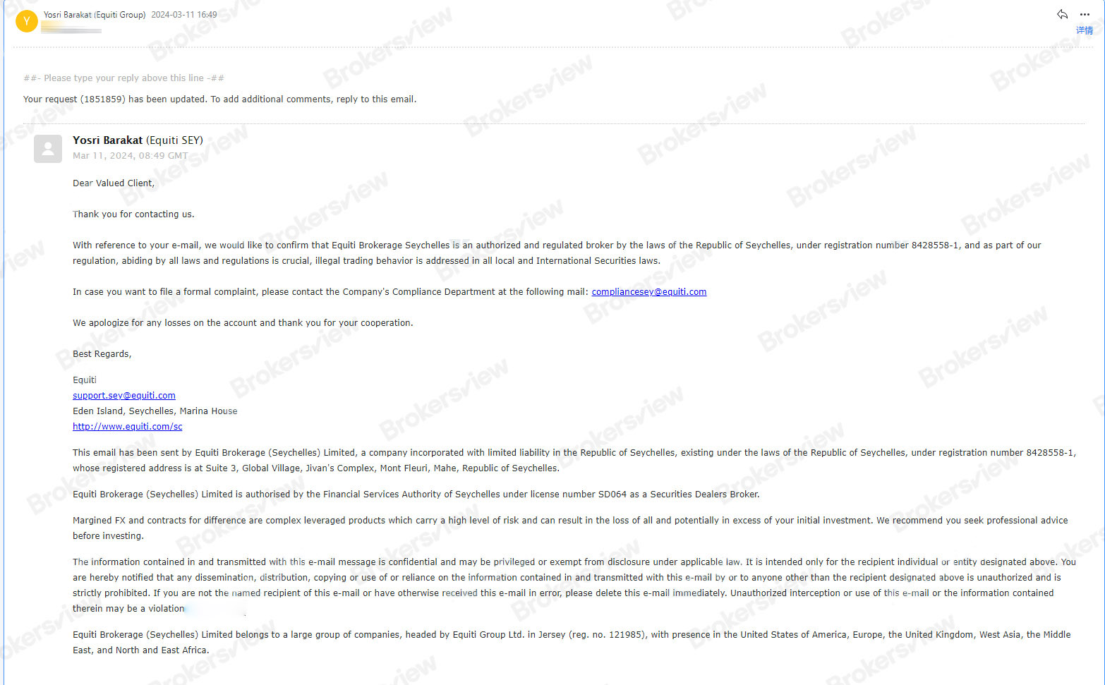 Equiti's reply.