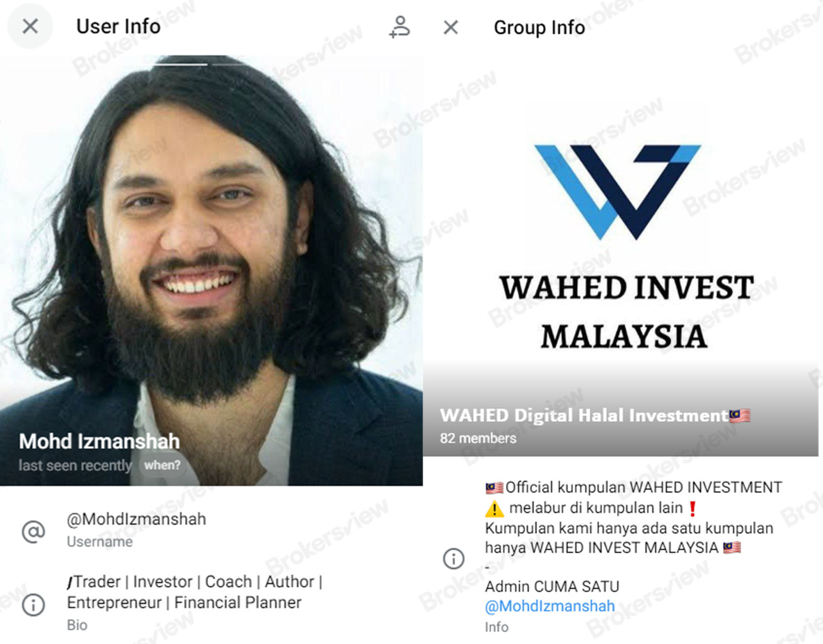 scammer contact details and group info