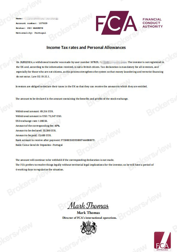 Fake FCA document