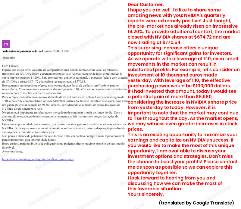 client's account manager at Psi Markets made sales pitches