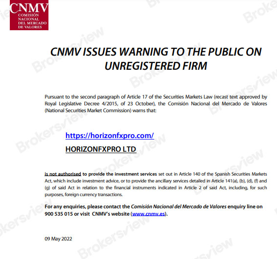 CNMV warning