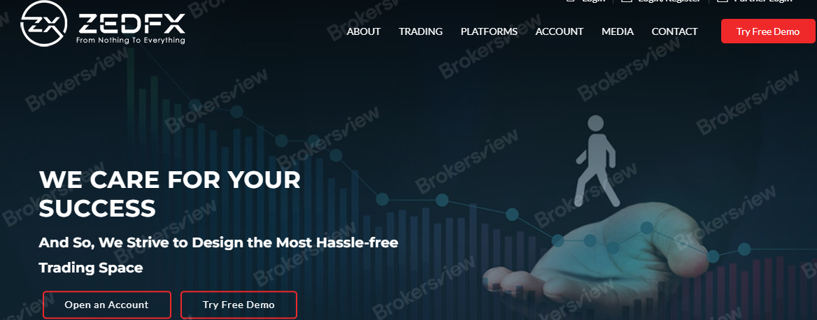 The screenshot of ZEDFX's website