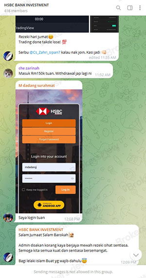 HSBC Bank Investment's group chats