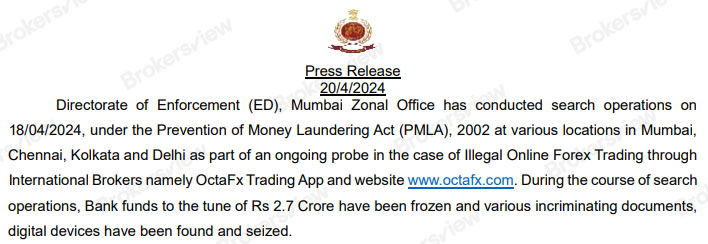 India menggerebek kantor OctaFX