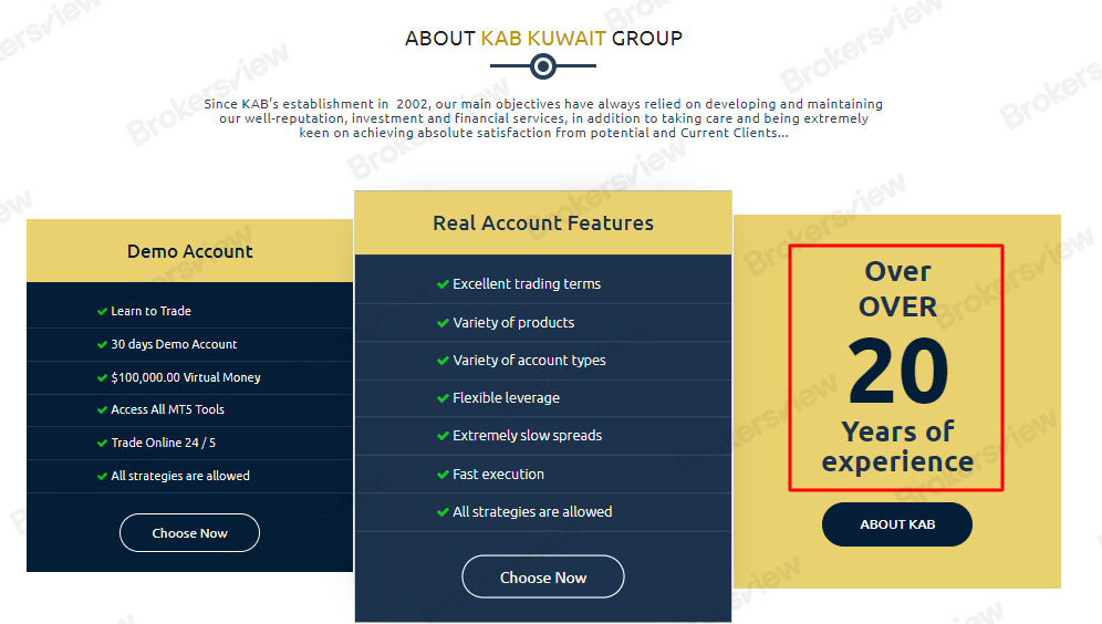 The screenshot of KAB Kuwait's account info