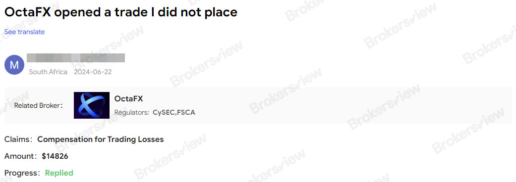Keluhan pelanggan tentang OctaFX