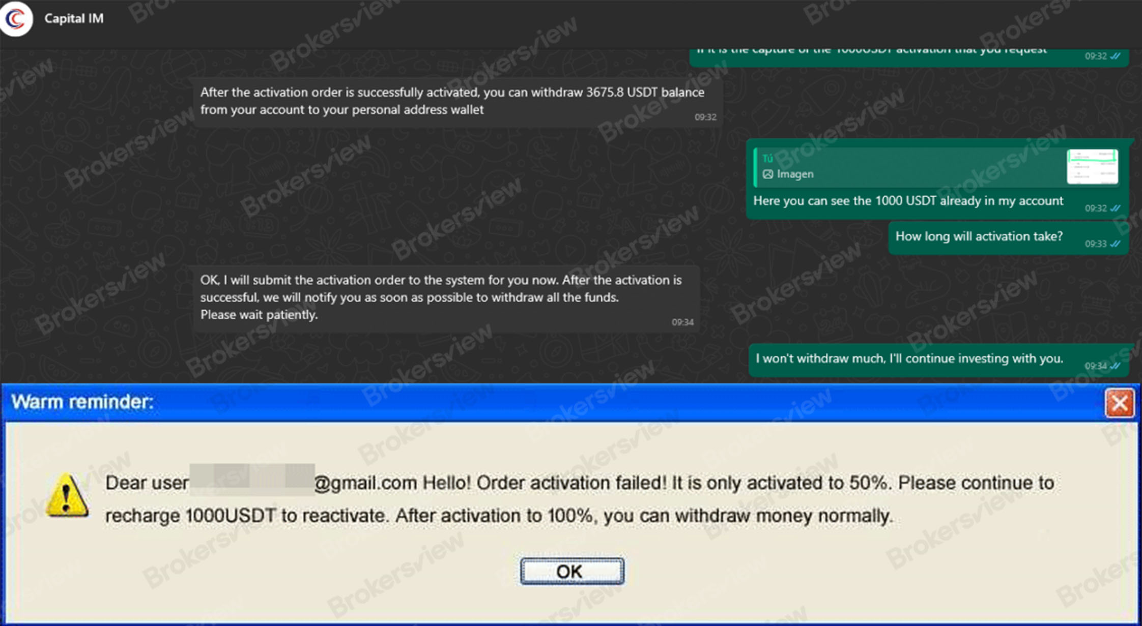 Capital IM Limited asking for account activation fees