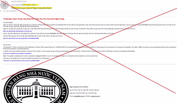 Fake email address of ‘no-reply@sbvgov.site’. Source: SBV