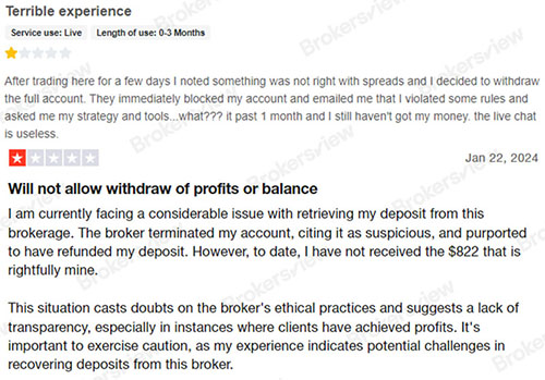 客户报告Otet Group LTD的账户问题