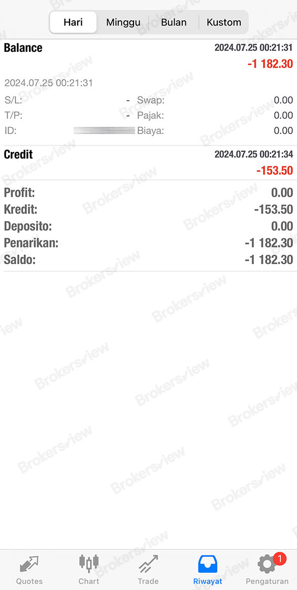 Screenshot of withdrawal taken from MT5